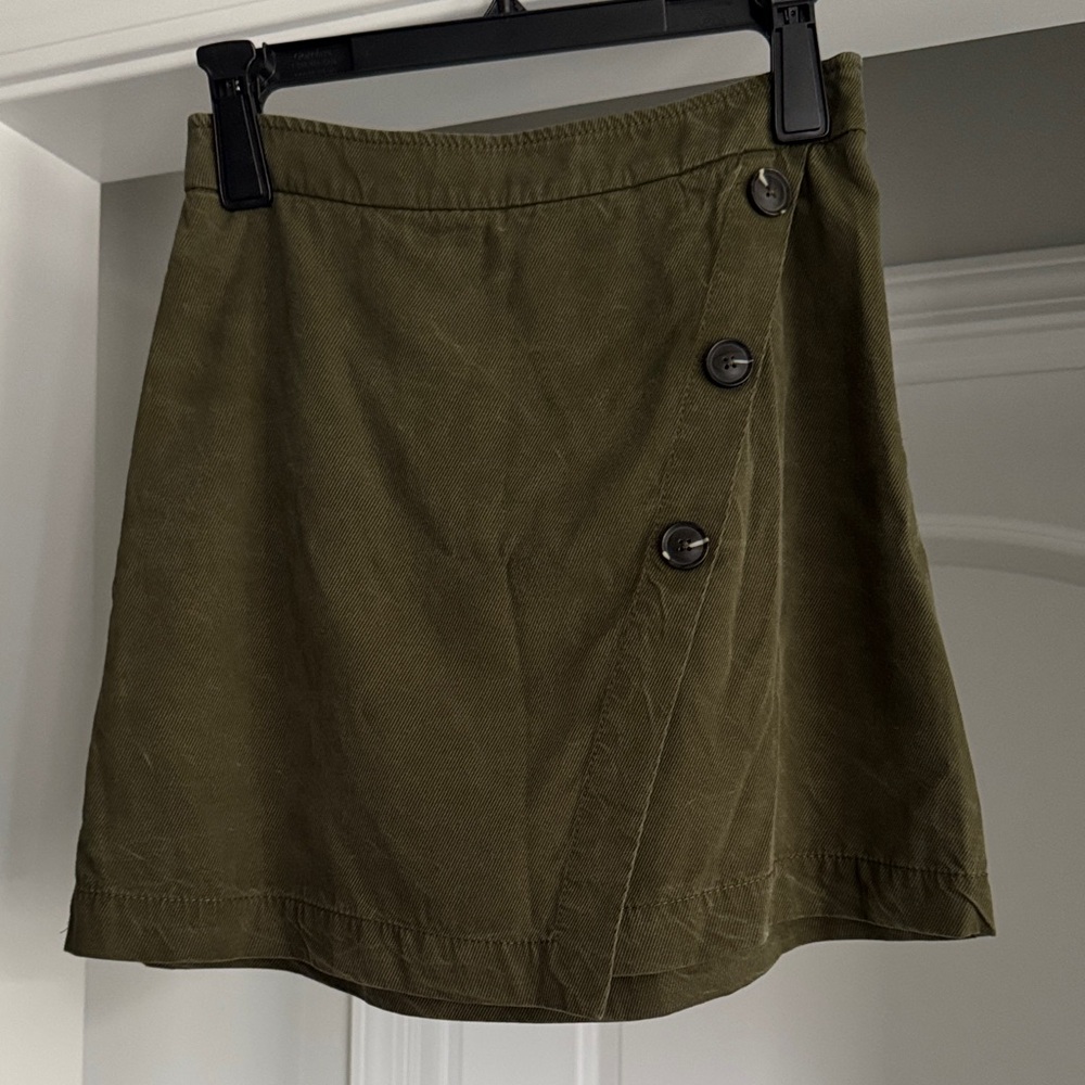 Corduroy Olive Button-Detail Women's Skirt